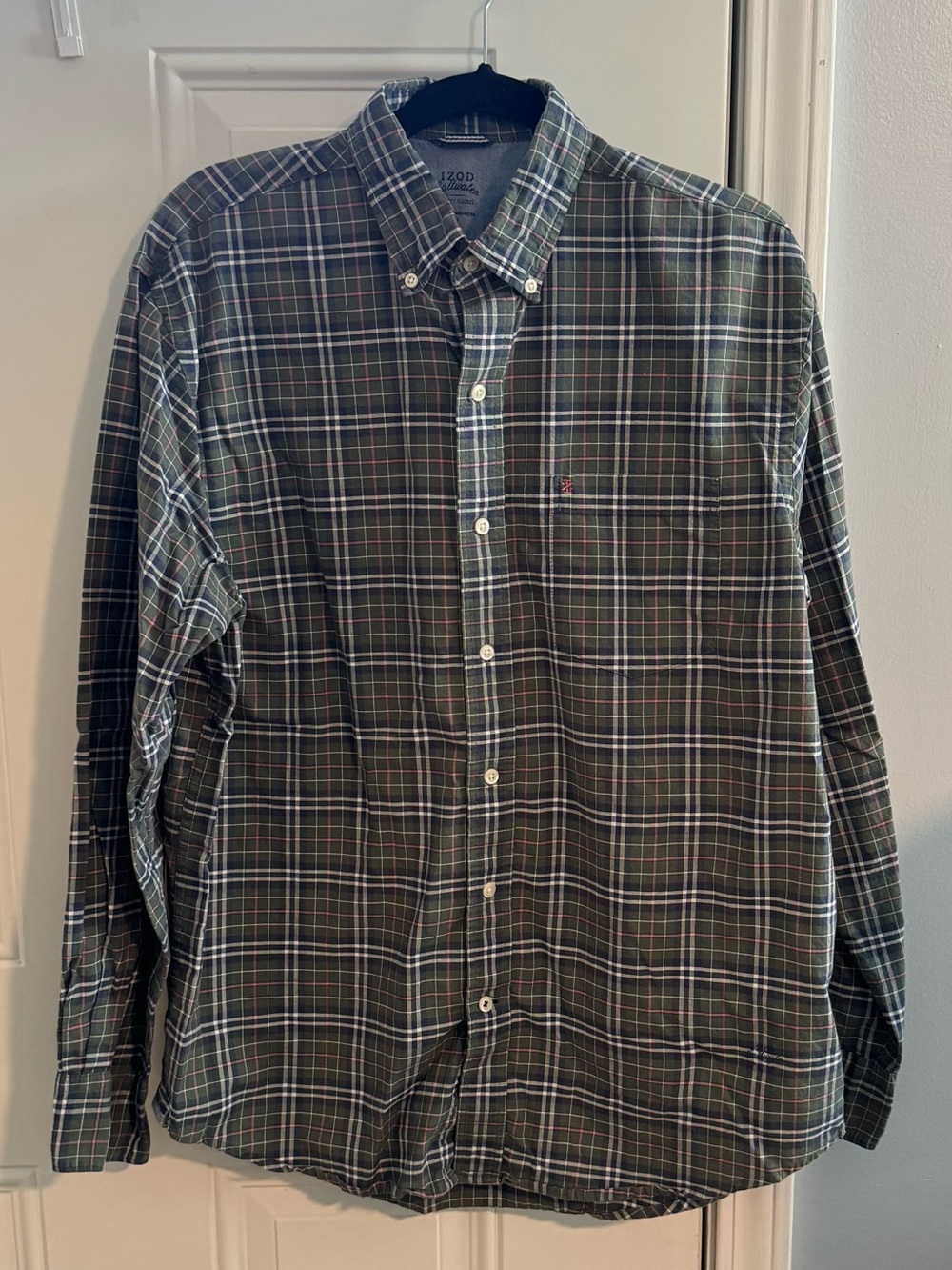 Izod Saltwater Green Plaid Button-Down Shirt